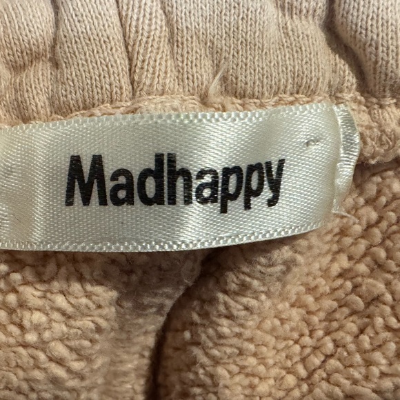 Madhappy Sweatpants beige/tan Cotton Logo Embroidered Joggers Unisex Size Large - Picture 4 of 5